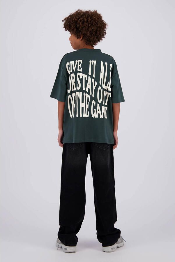 Raizzed boxy T-shirt met backprint donkergroen - Foto 2
