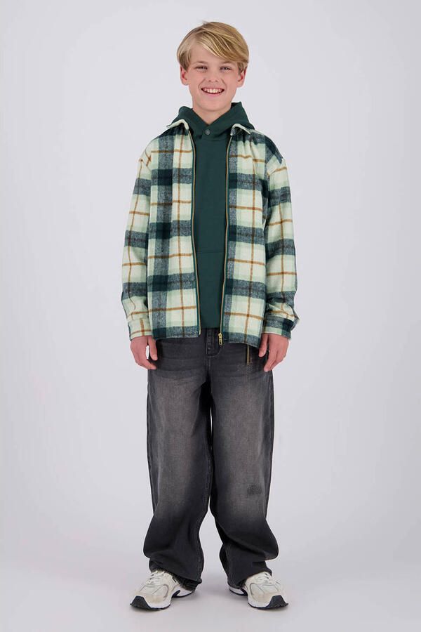 Raizzed geruit overshirt donkergroen Overhemd Jongens Polyester Klassieke kraag