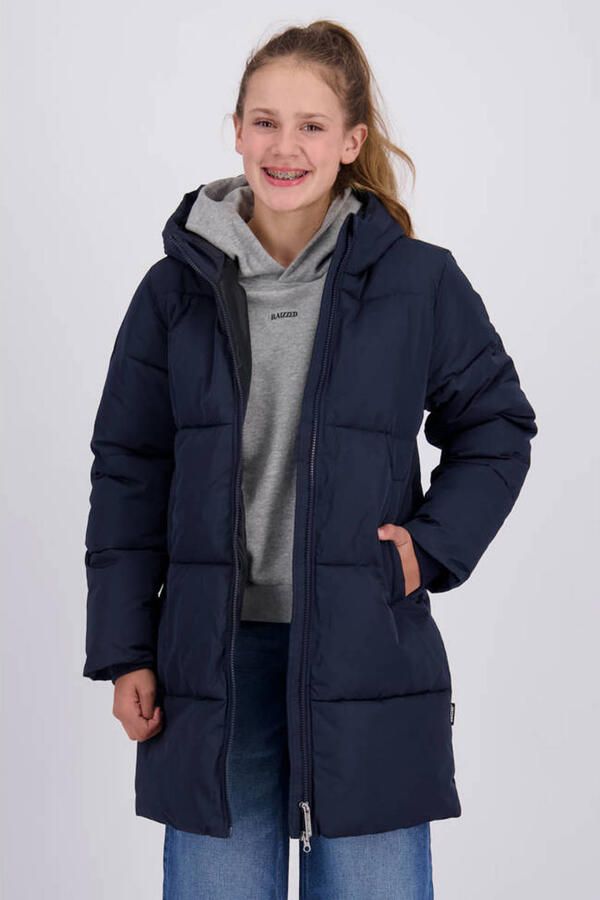 Raizzed gewatteerde winterjas donkerblauw
