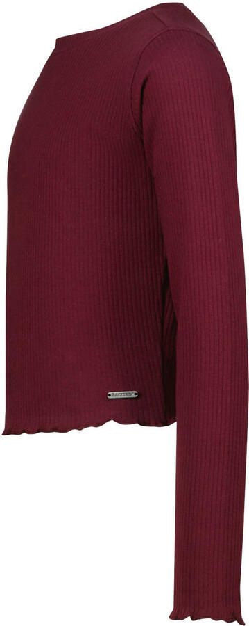 Raizzed aansluitende longsleeve donkerrood Meisjes Stretchkatoen Ronde hals - Foto 2
