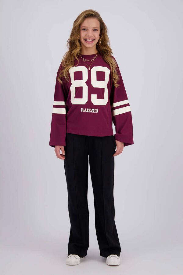 Raizzed rechtvallende longsleeve met print donkerrood