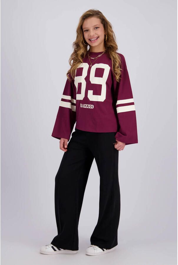 Raizzed rechtvallende longsleeve met print donkerrood - Foto 4