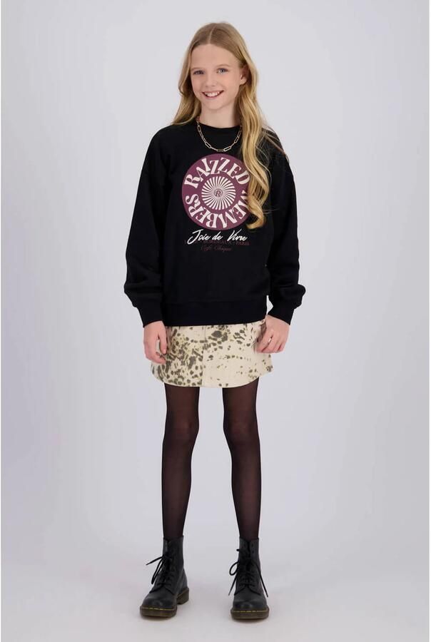 Raizzed boxy sweater met print zwart Printopdruk