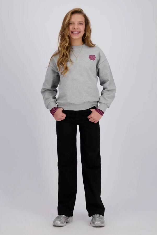 Raizzed boxy sweater met backprint grijs Backprint