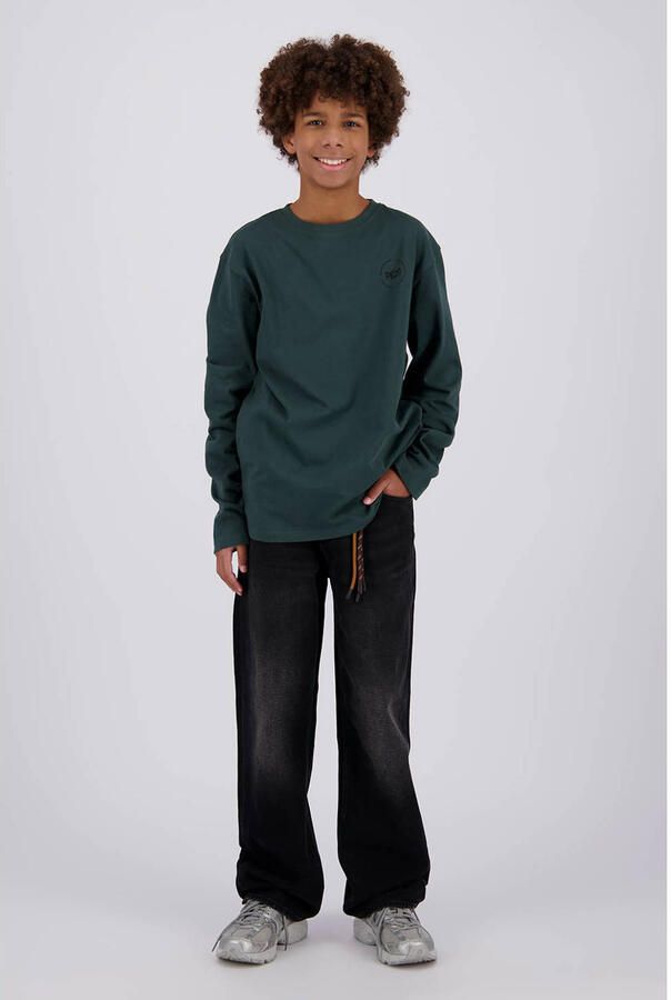 Raizzed boxy longsleeve met backprint donkergroen