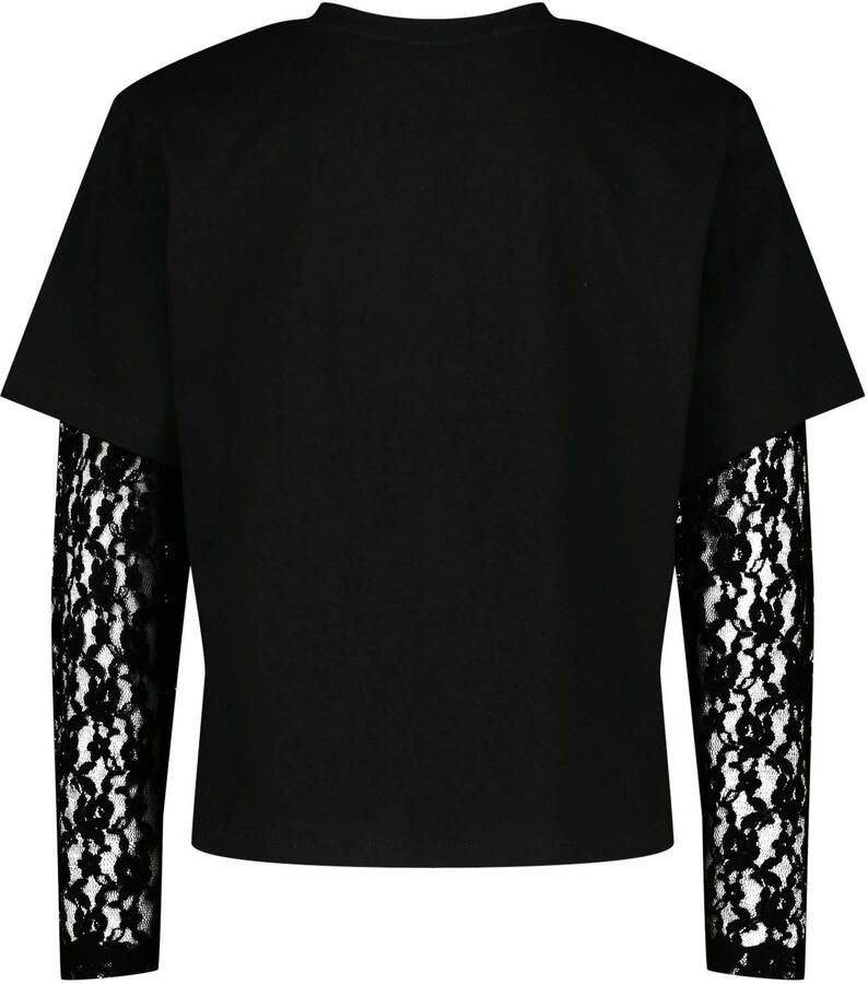 Raizzed longsleeve met kanten mouwen zwart - Foto 2