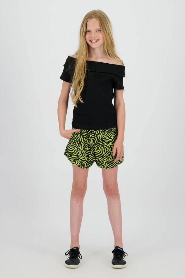 Raizzed off shoulder top zwart