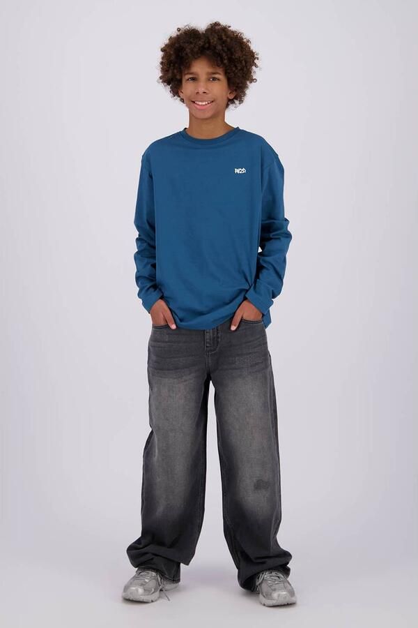 Raizzed oversized longsleeve met backprint blauw Jongens Katoen Ronde hals