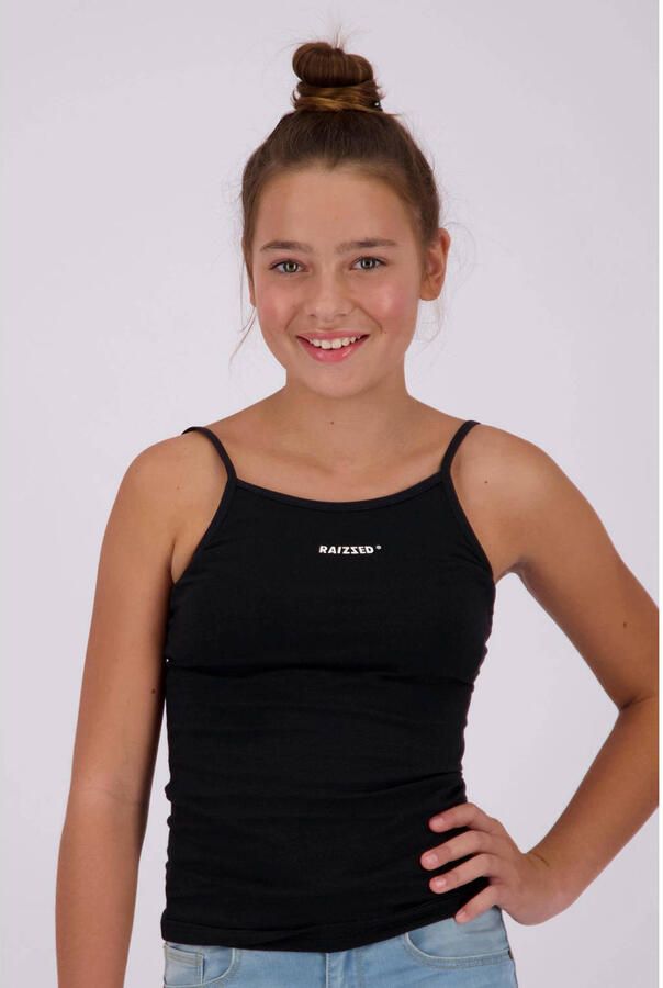 Raizzed singlet Nora set van 2 zwart grijs melange Hemd Meisjes Stretchkatoen Vierkante hals 110 116 - Foto 2
