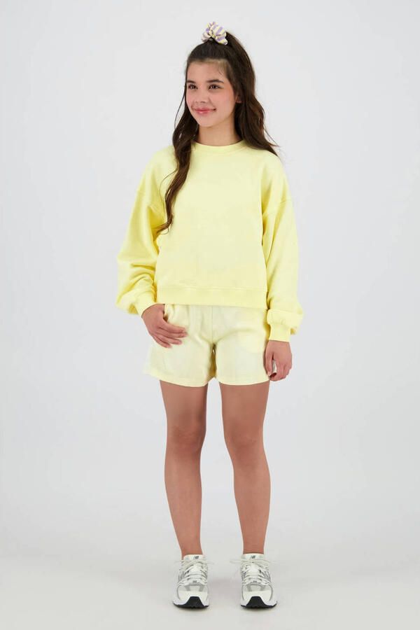 Raizzed sweater met backprint geel
