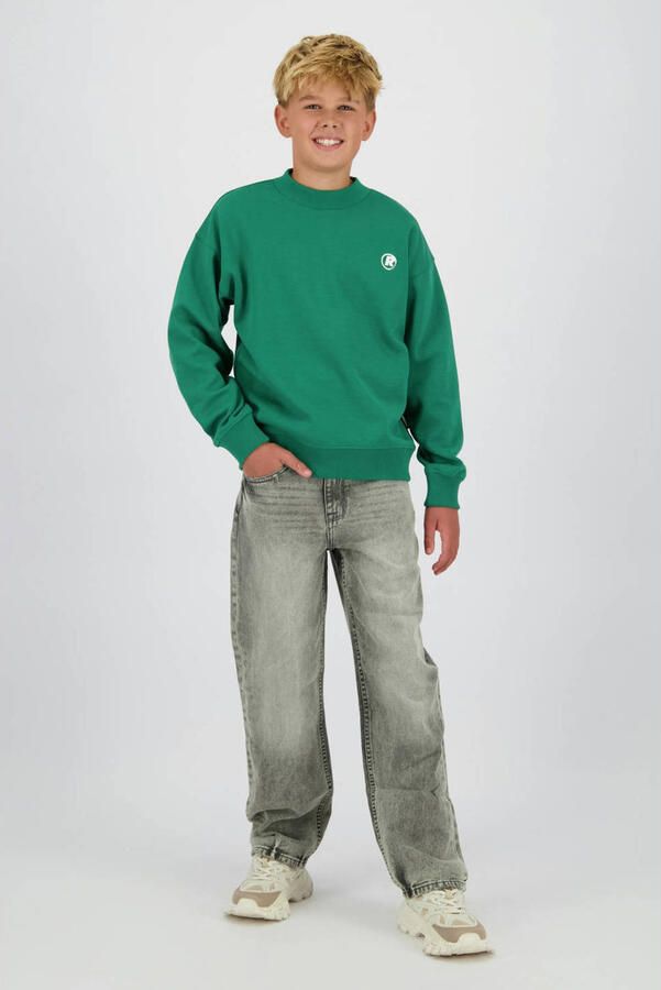 Raizzed sweater met backprint groen