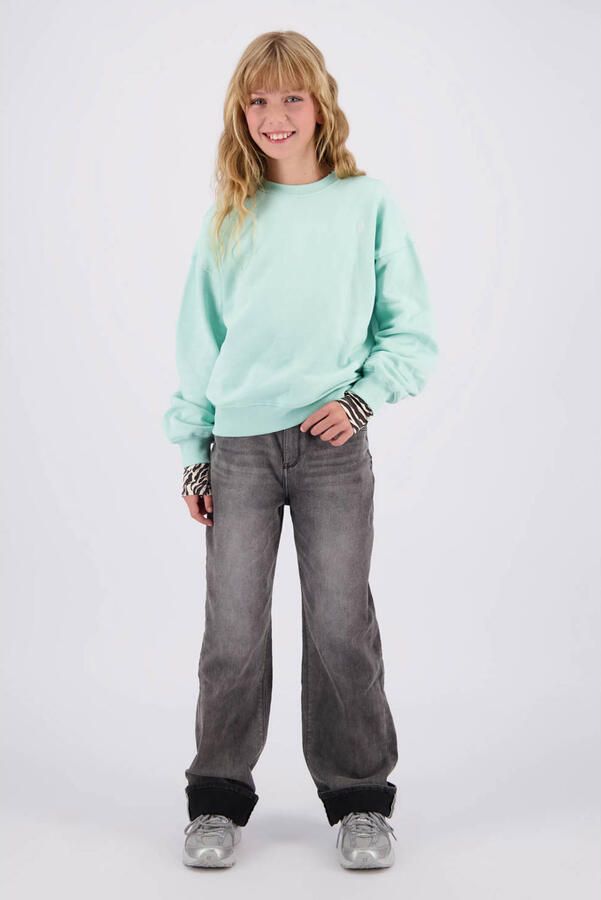 Raizzed sweater met print mintgroen