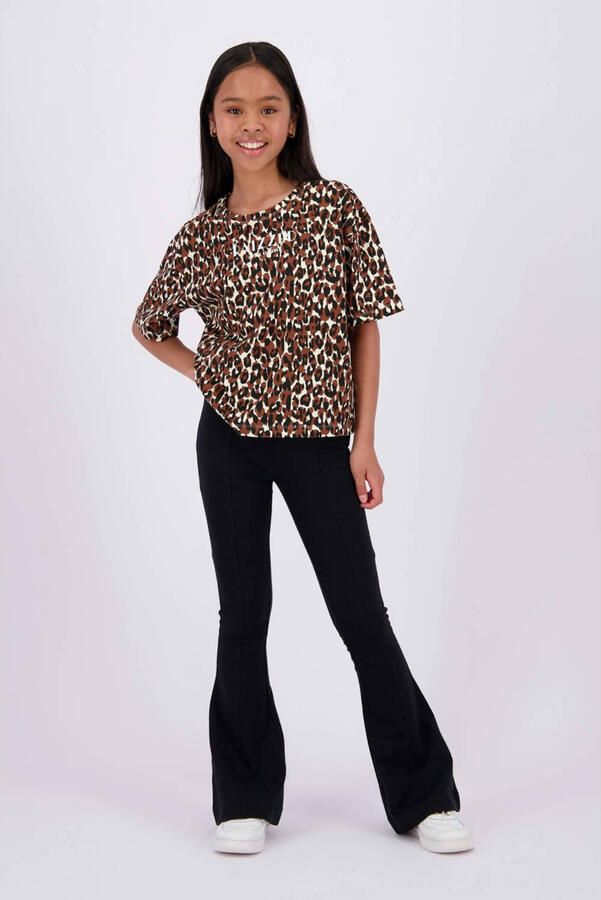Raizzed T-shirt Farah met panterprint bruin beige Meisjes Katoen Ronde hals 152