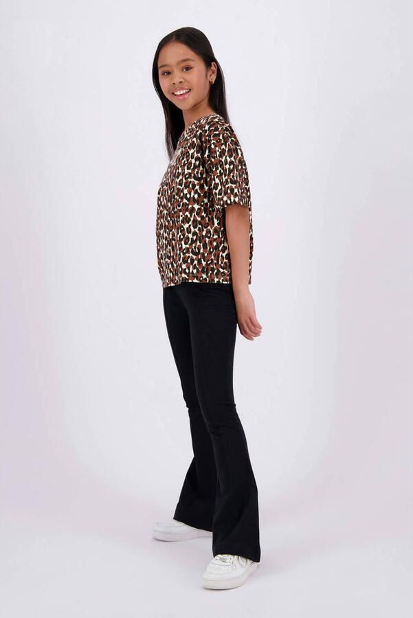 Raizzed T-shirt Farah met panterprint bruin beige Meisjes Katoen Ronde hals 152 - Foto 3