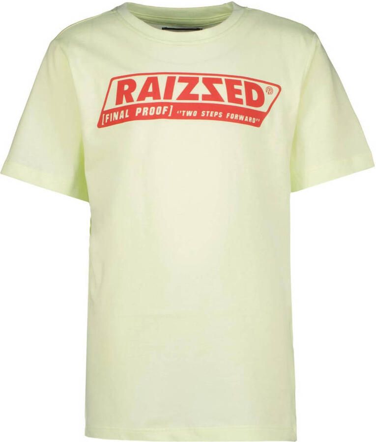 Raizzed T-shirt Hamilton met logo zacht limegroen Jongens Katoen Ronde hals 176