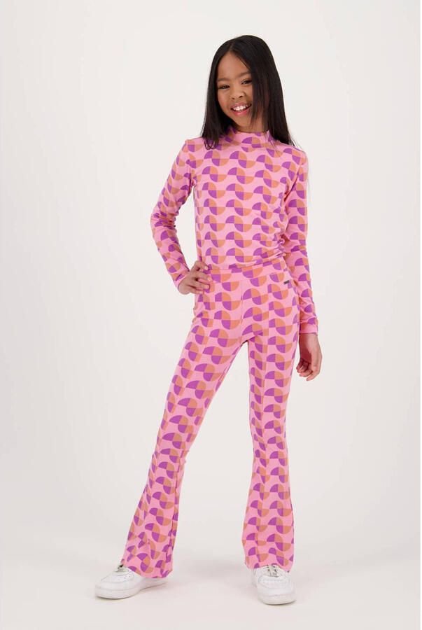 Raizzed top Marita met all over print lichtroze paars oranje Meisjes Stretchkatoen Opstaande kraag 176 - Foto 3