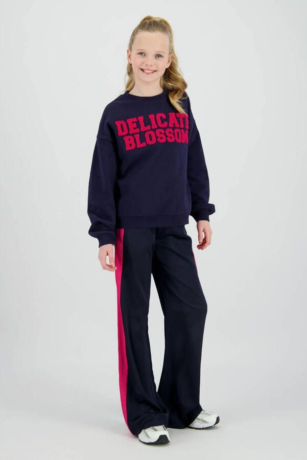 Raizzed wide leg casual broek donkerblauw