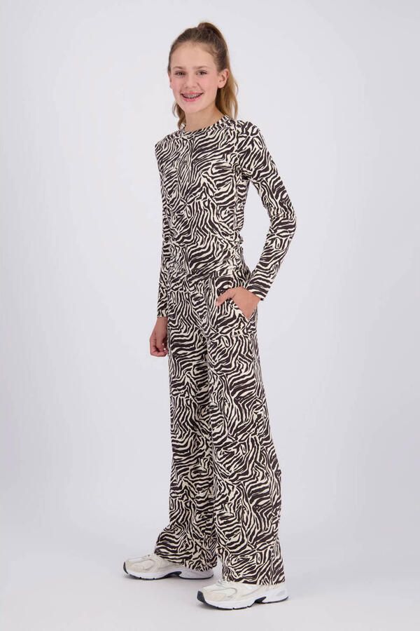 Raizzed wide leg flared broek met print bruin - Foto 2