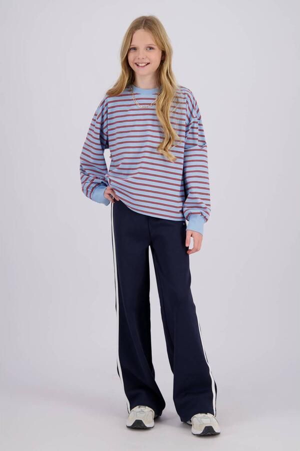 Raizzed boxy gestreepte longsleeve lichtblauw oranje Meisjes Katoen Ronde hals