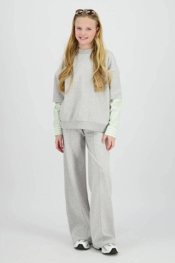 Raizzed wide leg joggingbroek grijs melange