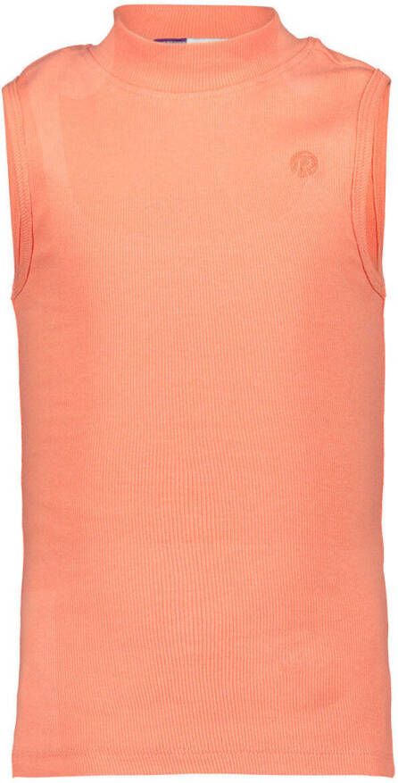 Raizzed ribgebreid T-shirt Hoya fel zalm Oranje Meisjes Stretchkatoen Opstaande kraag 152