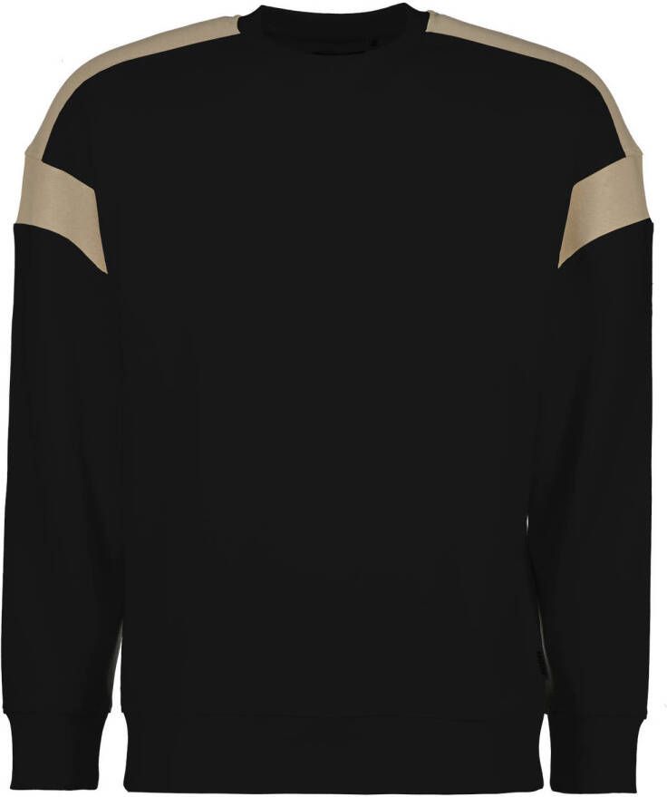 Raizzed sweater Clayton met logo deep black sand