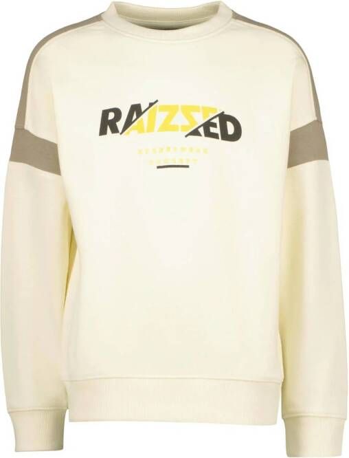 Raizzed sweater Jamison met tekst beige