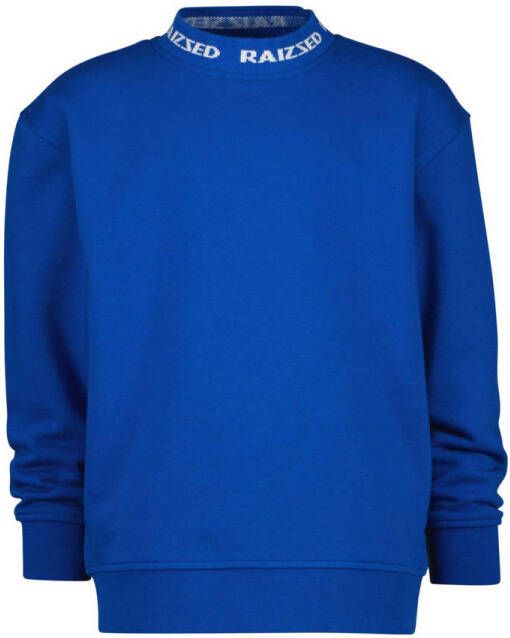 Raizzed sweater Mitchel met tekst blauw