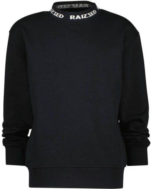 Raizzed sweater Mitchel met tekst zwart