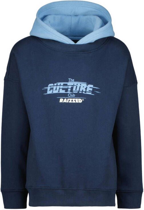 Raizzed hoodie Moreno met tekst blauw Sweater Tekst 104
