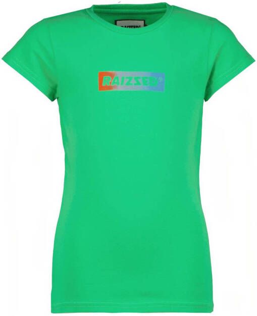Raizzed T-shirt Denpasar met logo groen Meisjes Katoen Ronde hals Logo 176