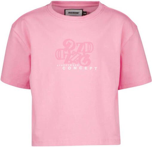 Raizzed T-shirt FAYA met printopdruk roze Meisjes Stretchkatoen Ronde hals 128