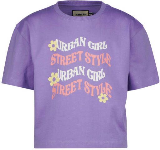 Raizzed T-shirt Faya met tekst paars Meisjes Katoen Ronde hals Tekst 116
