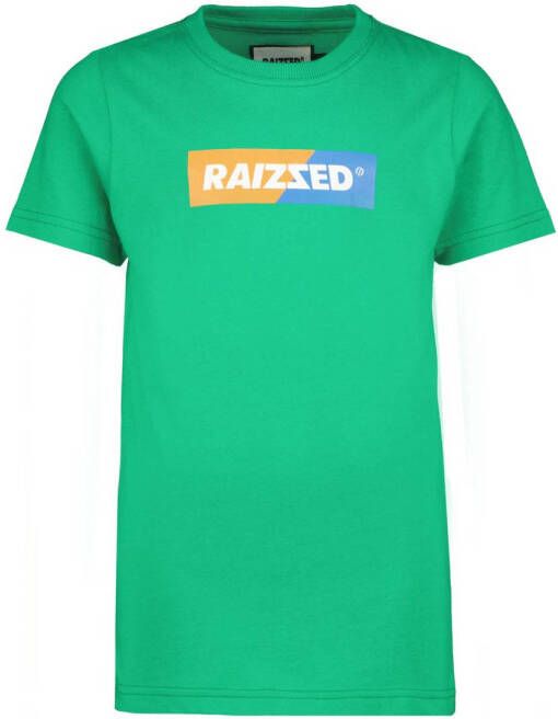 Raizzed T-shirt Jessey met logo groen Jongens Katoen Ronde hals Logo 104