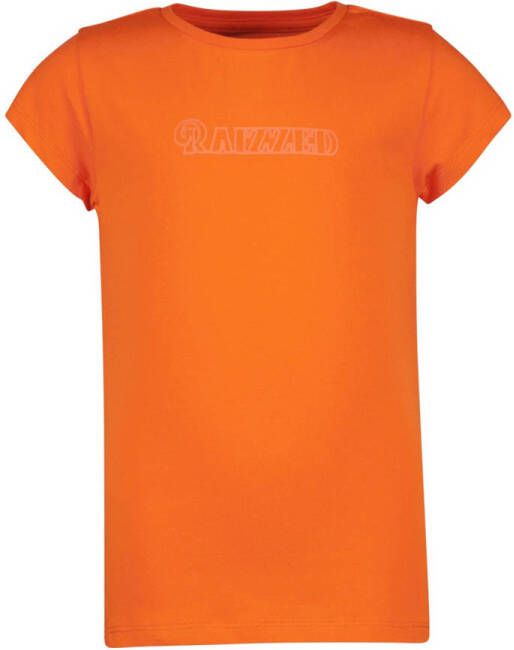 Raizzed T-shirt LOLITA met logo oranje Meisjes Stretchkatoen Ronde hals 128