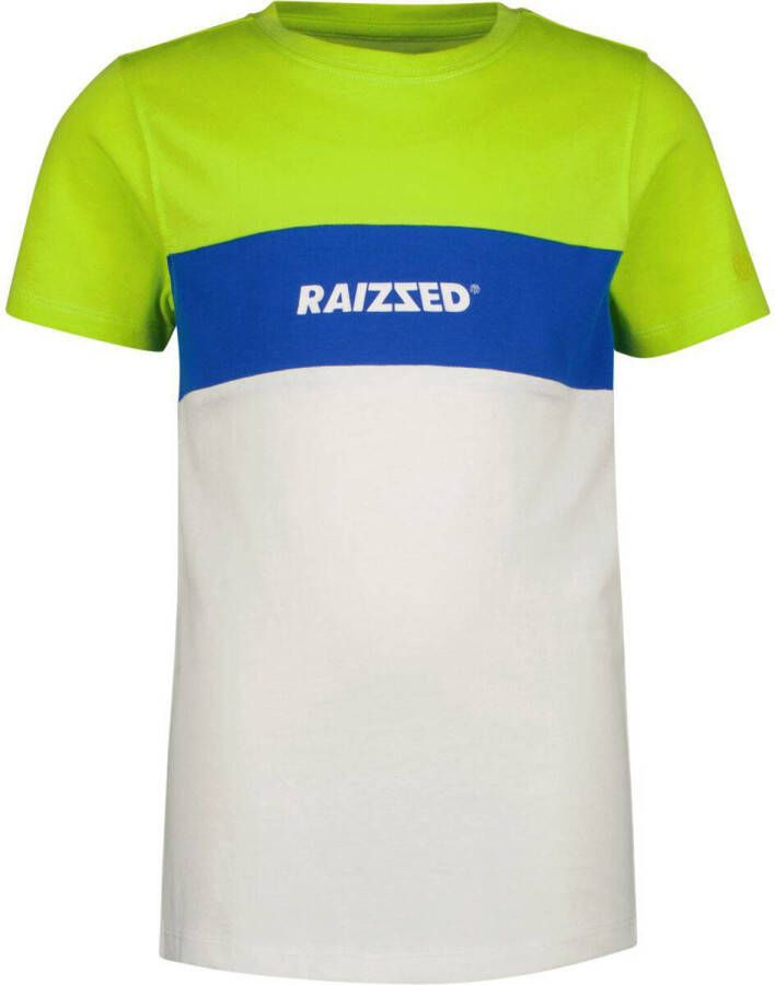 Raizzed T-shirt wit geel blauw Jongens Stretchkatoen Ronde hals Meerkleurig 116