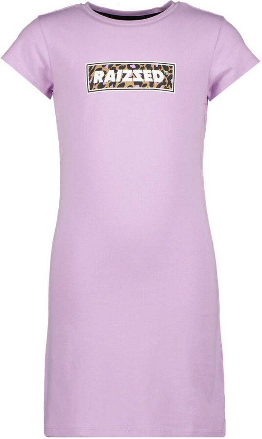 Raizzed T-shirtjurk Malaga met logo lila Paars Meisjes Stretchkatoen Ronde hals 152