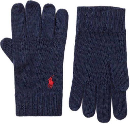 Ralph Lauren gebreide handschoenen met logo donkerblauw
