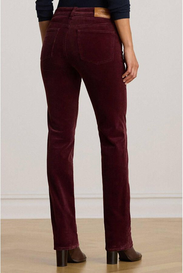 Lauren Ralph Lauren corduroy straight regular waist casual broek donkerrood - Foto 1