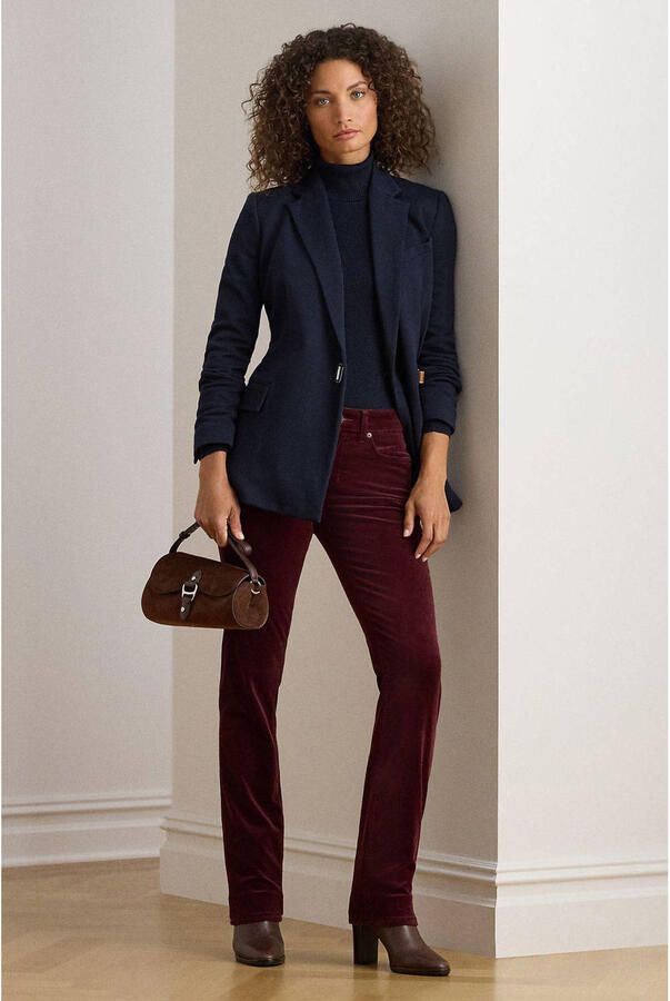 Lauren Ralph Lauren corduroy straight regular waist casual broek donkerrood - Foto 2
