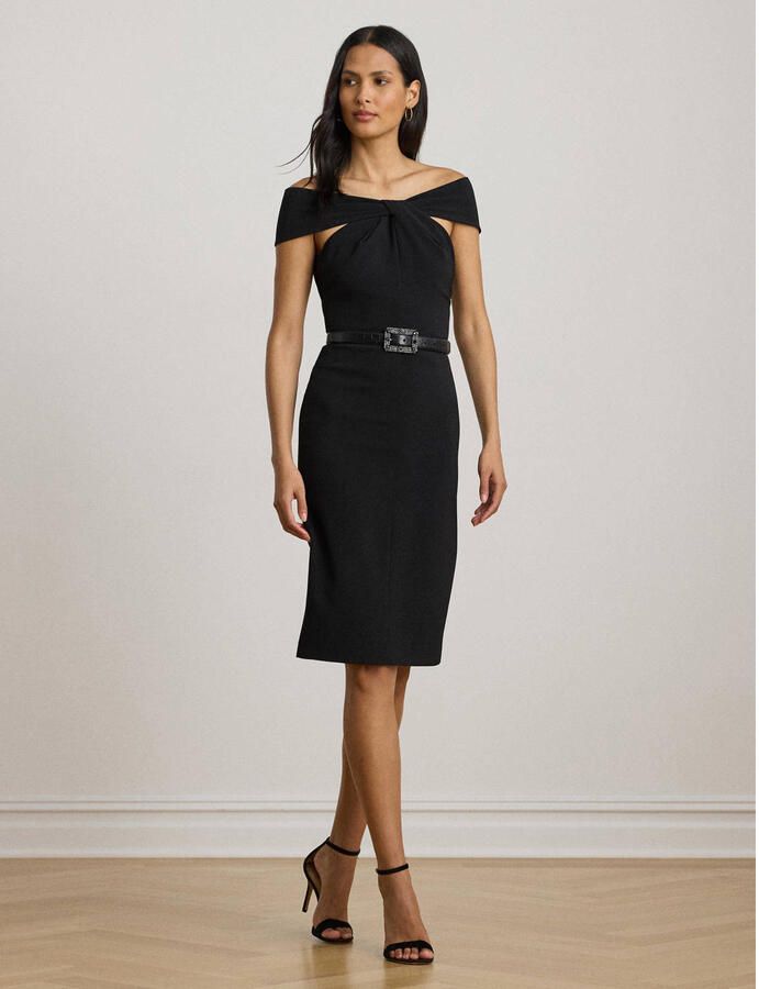 Lauren Ralph Lauren Knielange cocktailjurk met knoopdetail model 'TAKOTA'