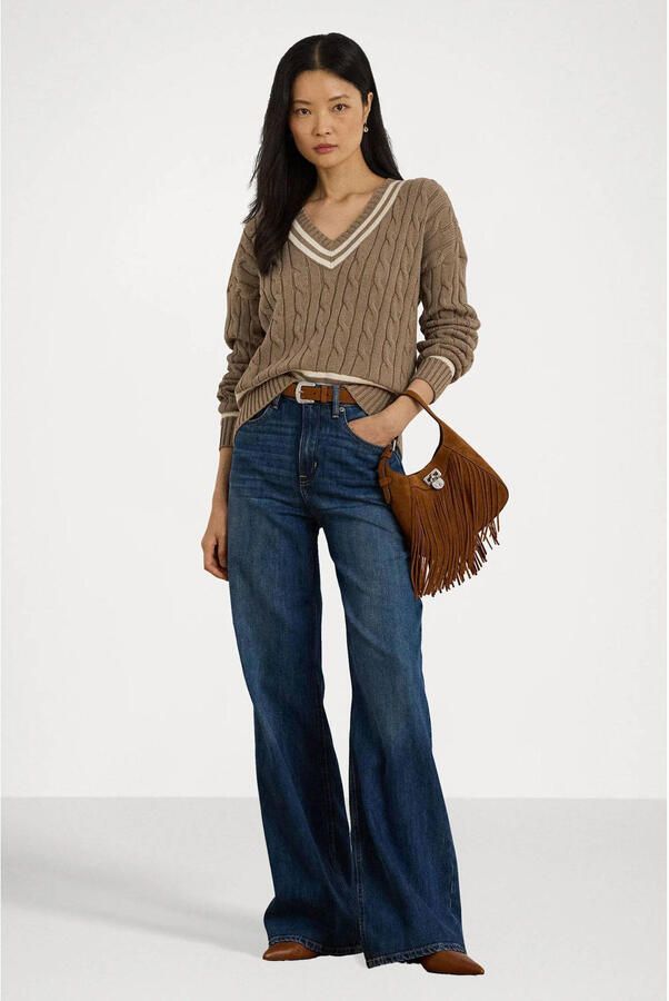 Lauren Ralph Lauren Gebreide pullover met kabelpatroon en V-hals model 'TEDURPH' - Foto 2