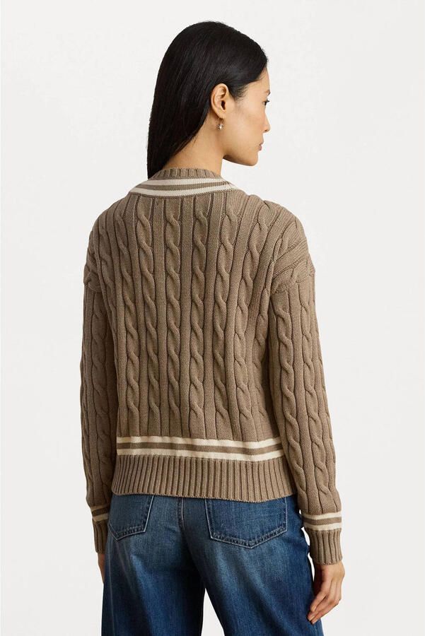 Lauren Ralph Lauren Gebreide pullover met kabelpatroon en V-hals model 'TEDURPH' - Foto 3