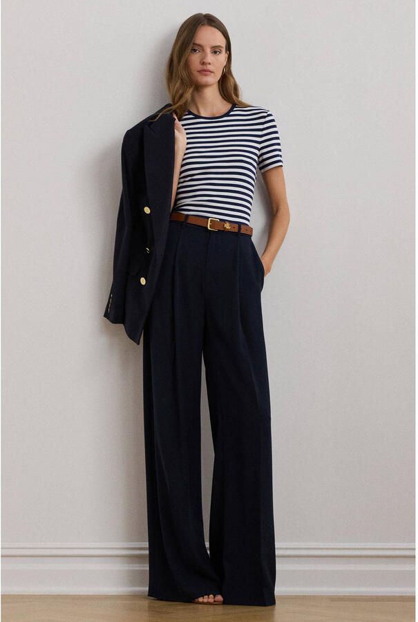 Lauren Ralph Lauren Wide leg bandplooibroek met riemlussen model 'KIRAHN'