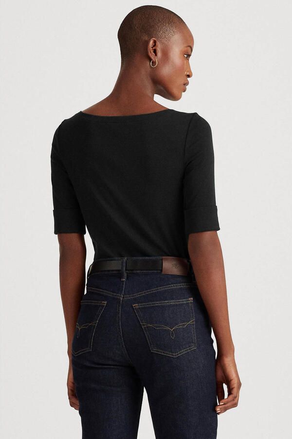 Ralph Lauren Katoenen Jersey T-shirt met Boothals Black Dames - Foto 3