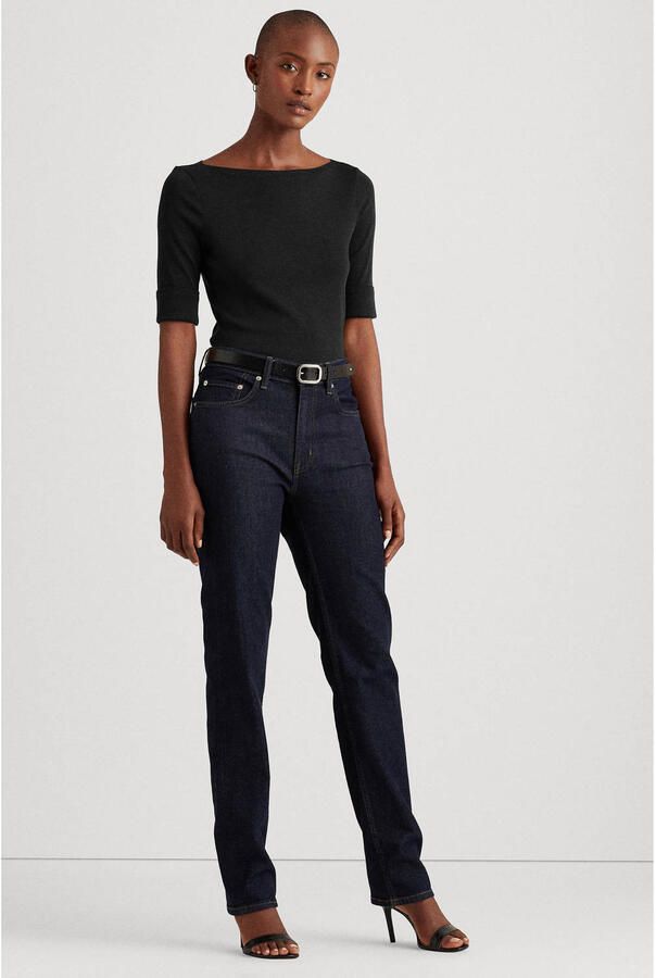 Ralph Lauren Katoenen Jersey T-shirt met Boothals Black Dames