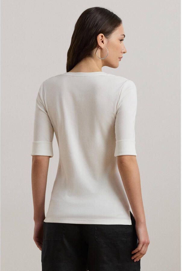 Lauren Ralph Lauren T-shirt met geribde V-hals model 'JUDY'