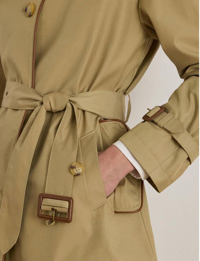 Lauren Ralph Lauren Trenchcoat met schoudertrensjes en riem