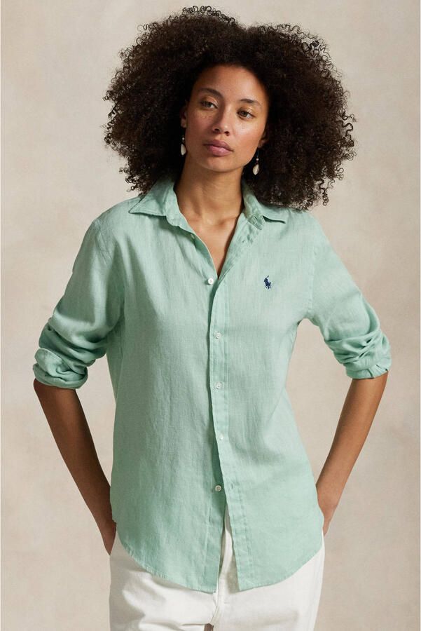 Polo Ralph Lauren Linnen blouse met labelstitching - Foto 2