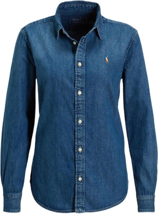 Polo Ralph Lauren Denim overhemd met iconisch logoborduursel Blue Dames